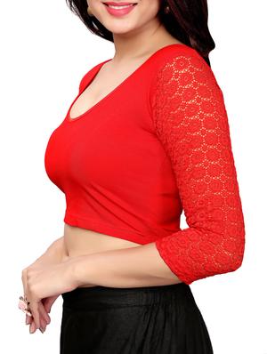 red cotton solid blouse - 16110587 - Standard Image - 2