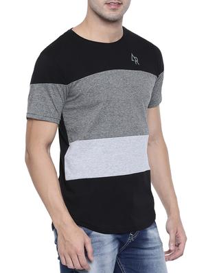 black color block cut & sew t-shirt - 16110598 - Standard Image - 2
