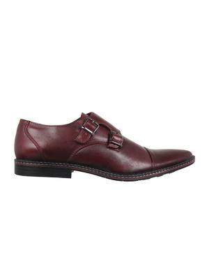 maroon leather monk straps - 16110680 - Standard Image - 2