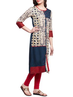 shibori embroidered straight kurta - 16111729 - Standard Image - 2