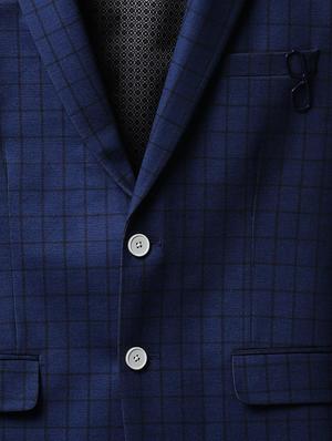 blue checkered single breasted formal blazer - 16112241 - Standard Image - 5