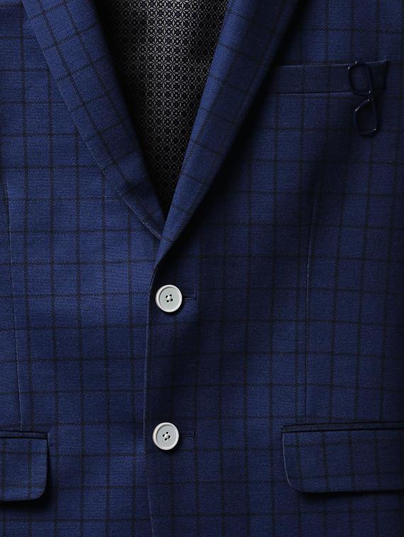 blue checkered single breasted formal blazer - 16112241 - Zoom Image - 5