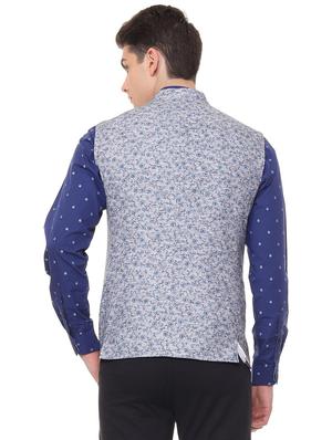 grey printed classic waist coat - 16112272 - Standard Image - 2