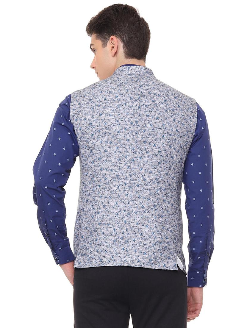grey printed classic waist coat - 16112272 - Zoom Image - 2