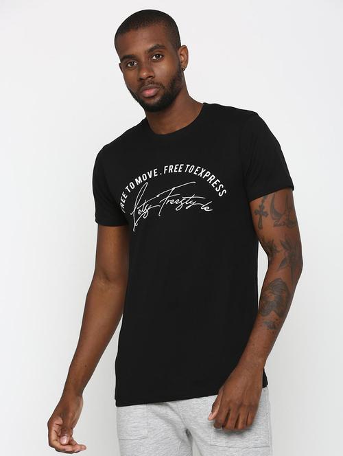 black typographic chest print t-shirt - 16112358 - Standard Image - 1