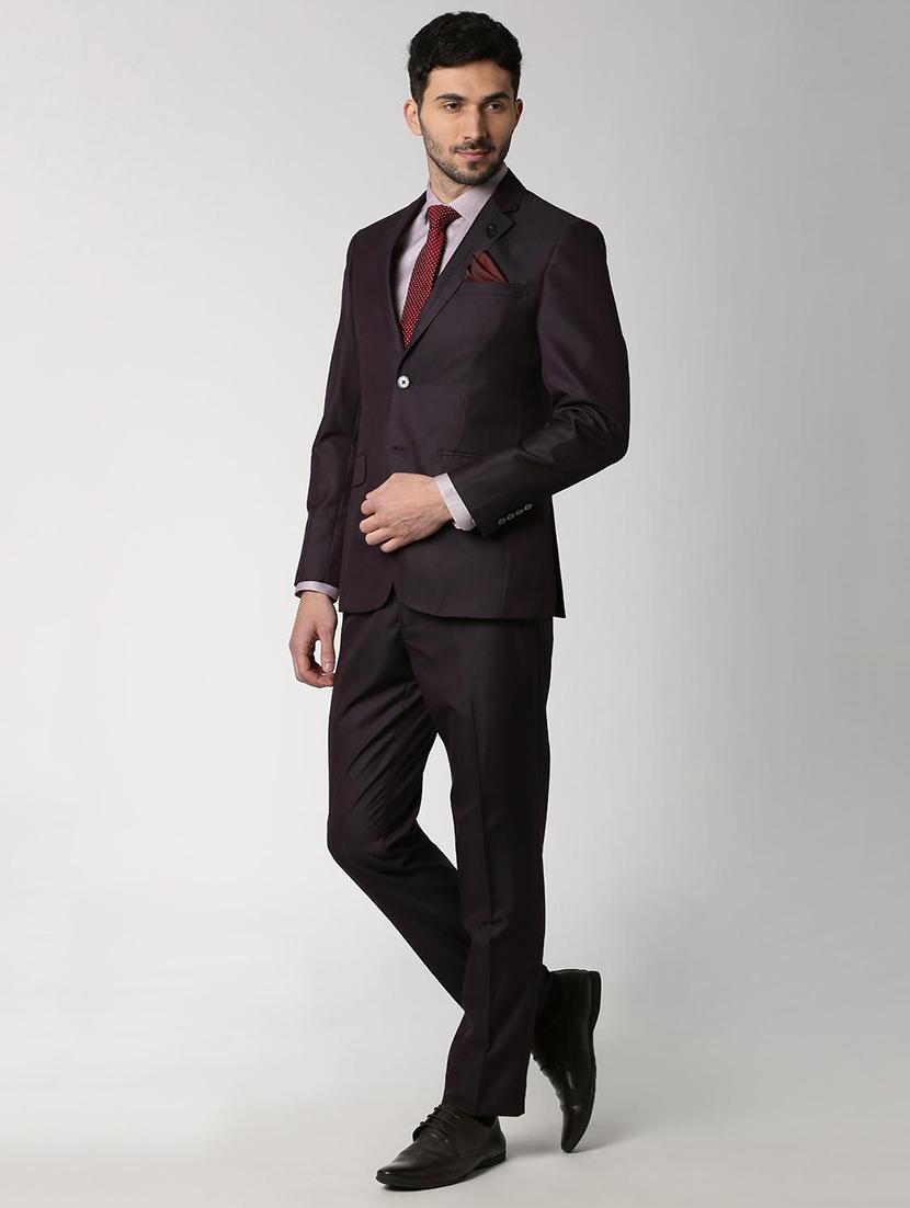 purple solid single breasted suit - 16112413 - Zoom Image - 2
