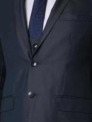 navy blue solid single breasted suit - 16112420 - Standard Image - 5