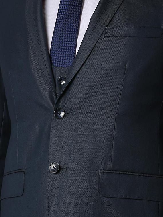 navy blue solid single breasted suit - 16112420 - Zoom Image - 5