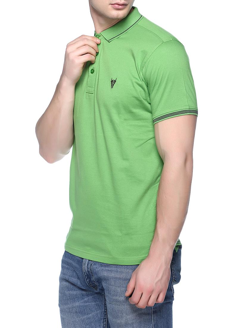 green solid polo t-shirt - 16112788 - Zoom Image - 2