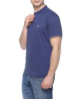 blue solid polo t-shirt - 16112789 - Standard Image - 2