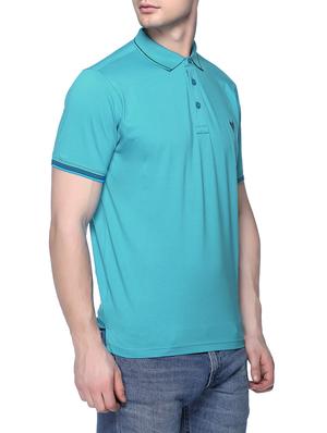 blue solid polo t-shirt - 16112791 - Standard Image - 2