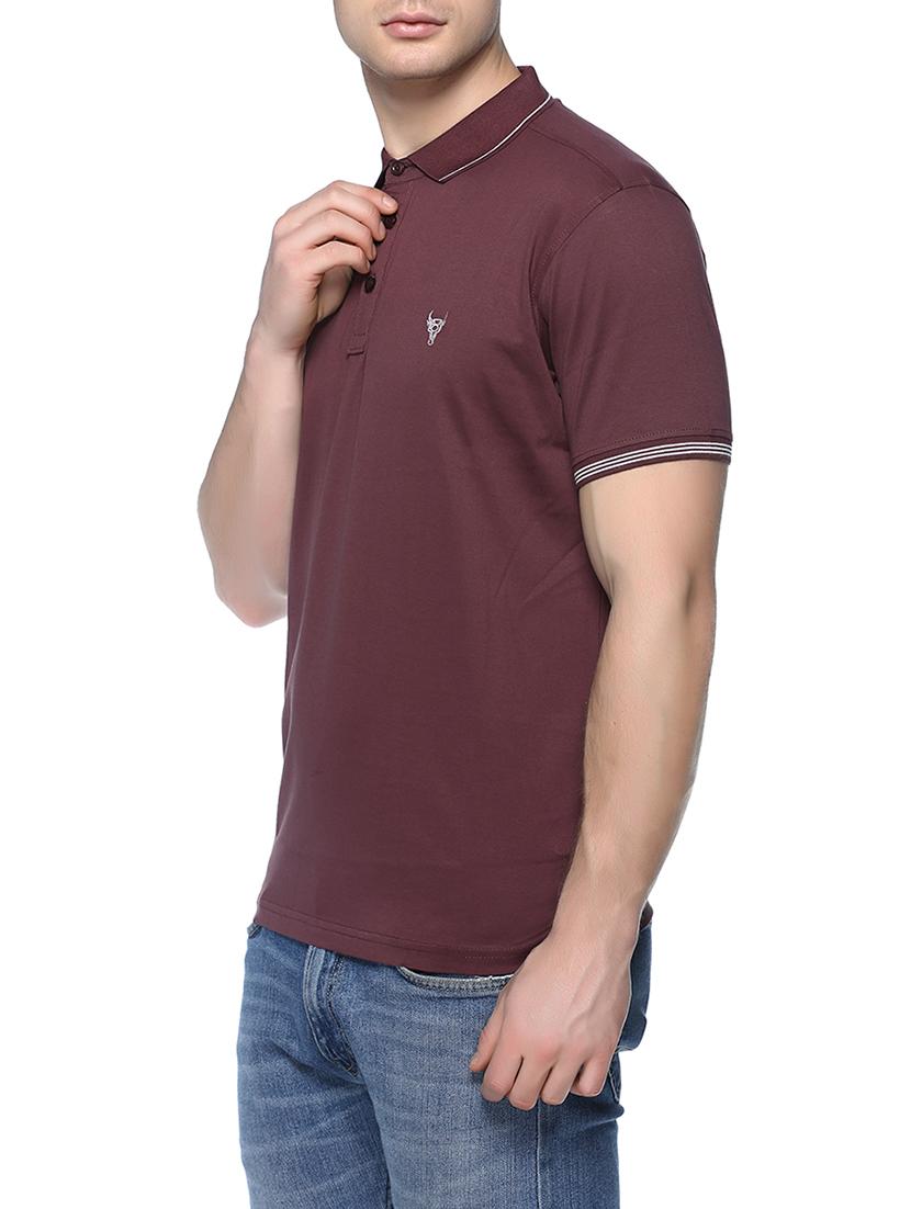 maroon solid polo t-shirt - 16112792 - Zoom Image - 2