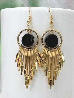 gold metal drop earring - 16112842 - Standard Image - 2