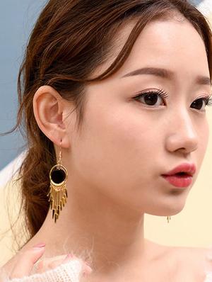 gold metal drop earring - 16112842 - Standard Image - 5