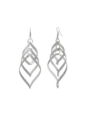 silver metal drop earring - 16112848 - Standard Image - 2
