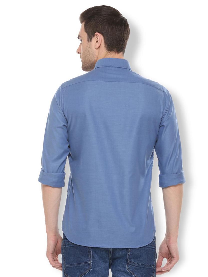 blue solid casual shirt - 16113658 - Zoom Image - 2
