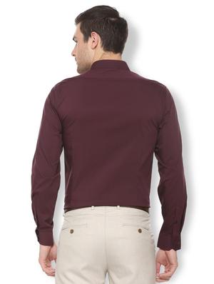 maroon solid formal shirt - 16113662 - Standard Image - 2