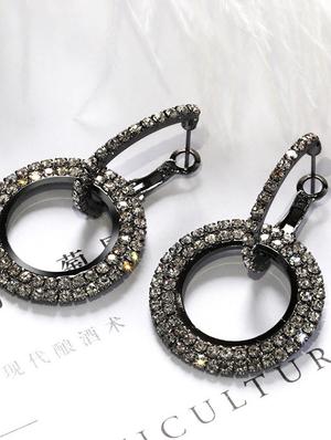 black metal hoop earring - 16114182 - Standard Image - 2