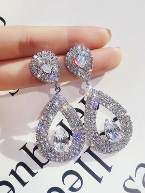 silver zinc drop earring - 16114186 - Standard Image - 2