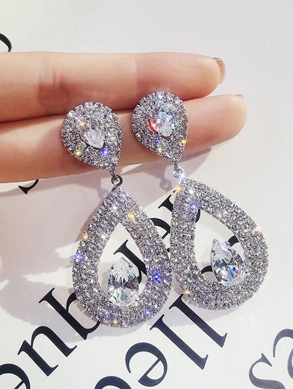 silver zinc drop earring - 16114186 - Zoom Image - 2