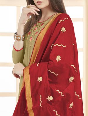 embroidered churidaar unstitched suit - 16114217 - Standard Image - 2