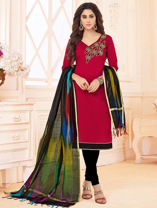 straight churidaar unstitched suit - 16114241 - Very Small Image - 1
