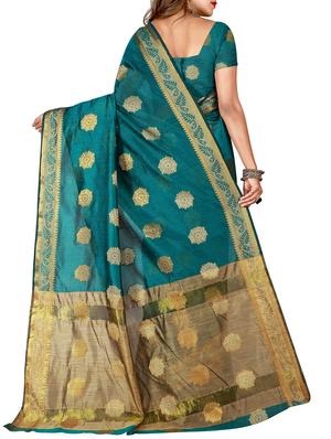 floral zari motif banarasi saree with blouse - 16114453 - Standard Image - 2