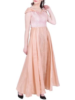 pleat detail floral embossed gown - 16114522 - Standard Image - 2