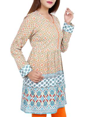 geometrical printed a-line kurti - 16114738 - Standard Image - 2