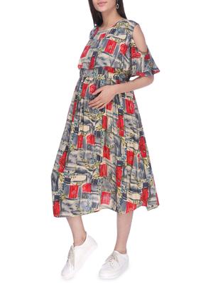 cold shoulder maternity wear dress - 16114823 - Standard Image - 2