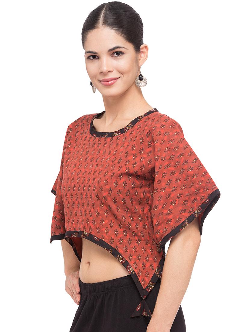 red foil printed poncho blouse - 16114941 - Zoom Image - 2