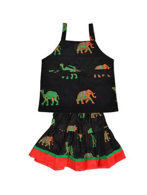black cotton lehnga choli - 16119624 - Standard Image - 2