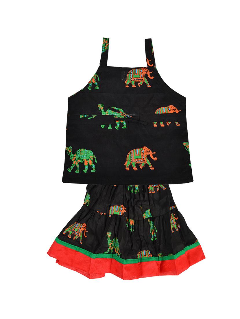 black cotton lehnga choli - 16119624 - Zoom Image - 2