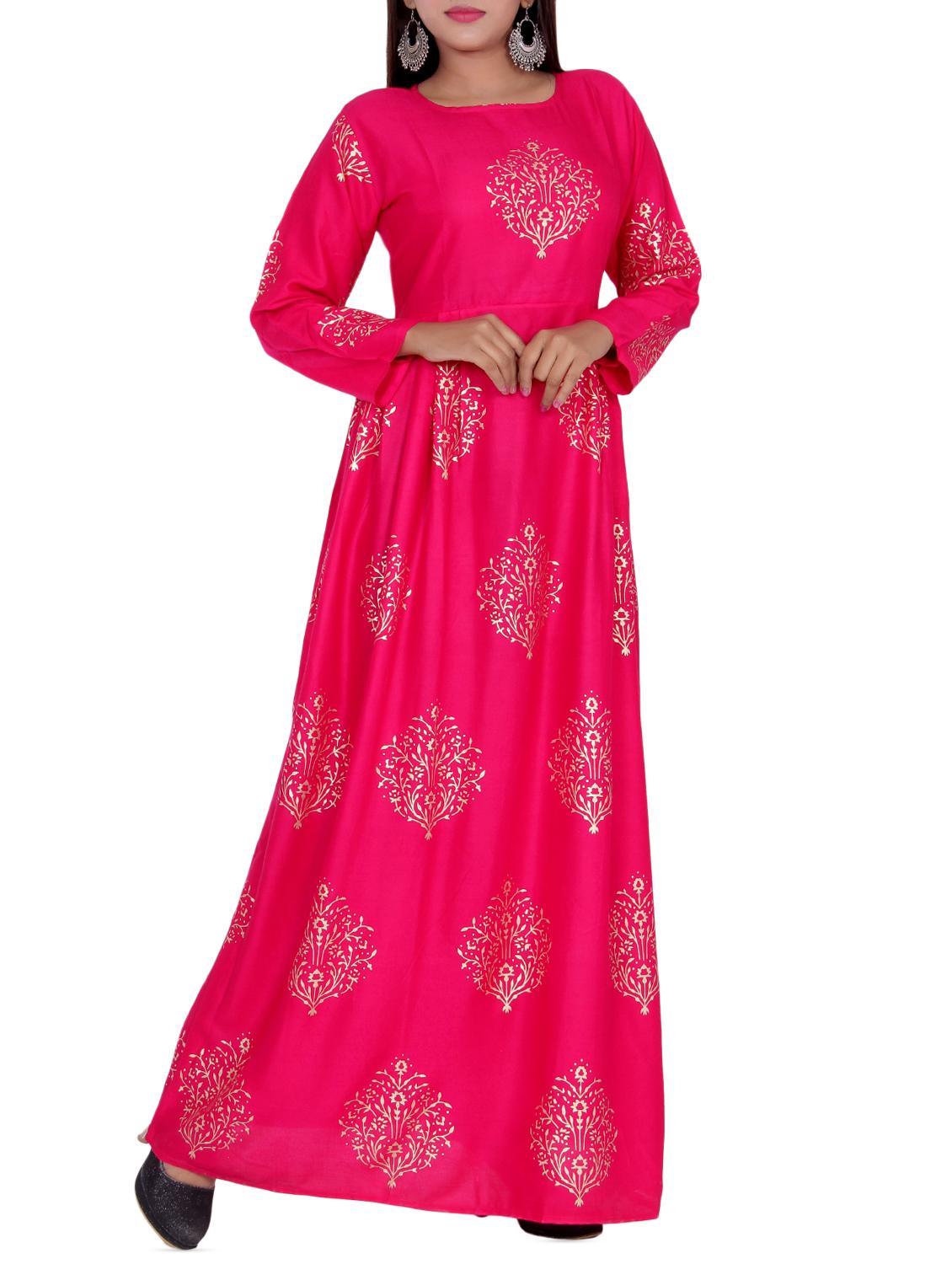 foil print flared kurta - 16119715 - Zoom Image - 2