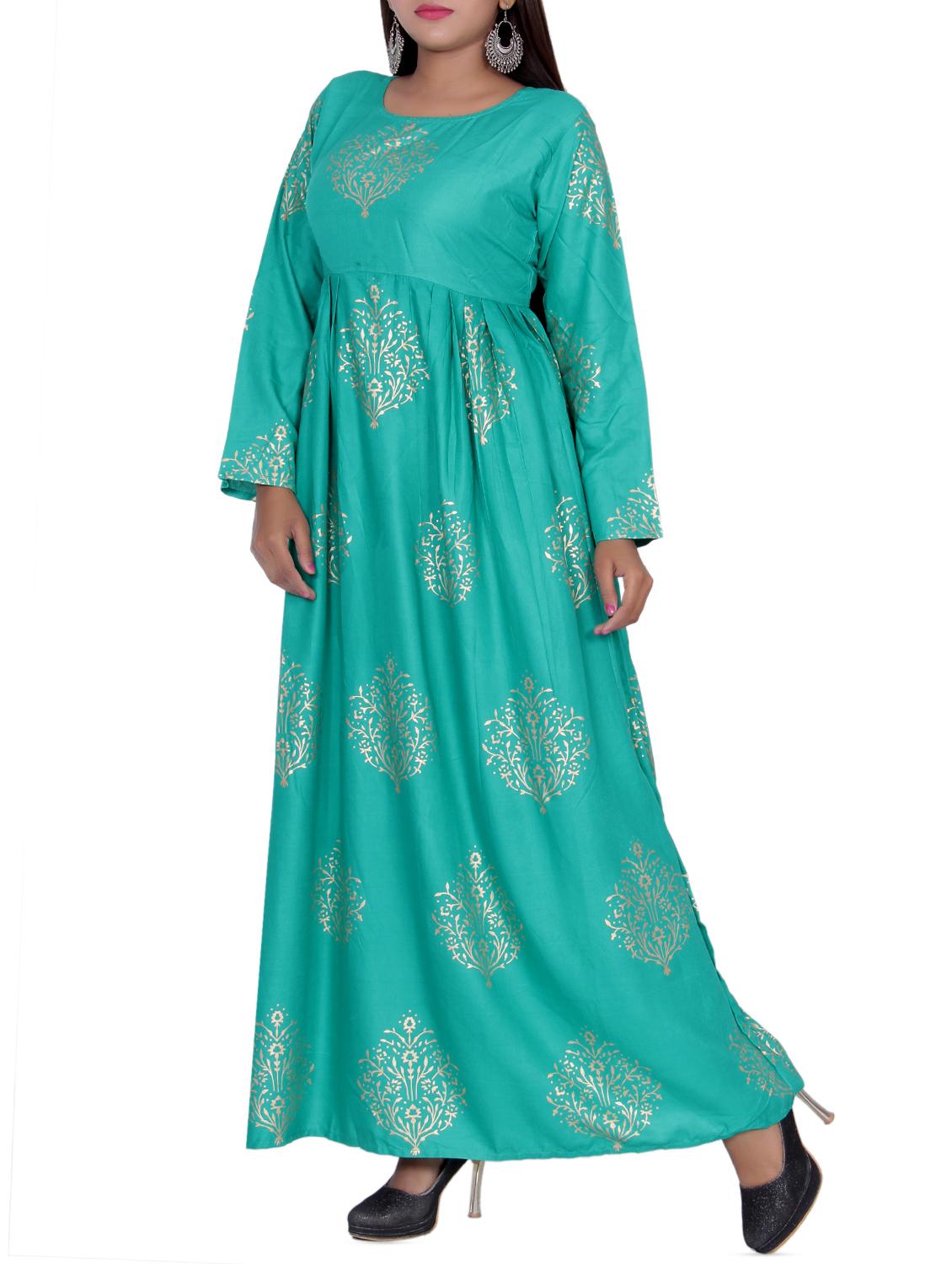 foil print flared kurta - 16119716 - Zoom Image - 2