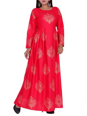 foil print flared kurta - 16119717 - Standard Image - 2