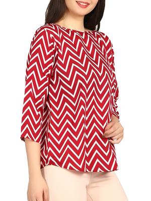 boat neck chevron top - 16121272 - Standard Image - 2