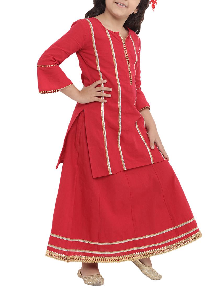 red cotton suit set - 16128720 - Zoom Image - 2