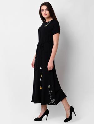 tassel tie up embroidered maxi dress - 16128767 - Standard Image - 2