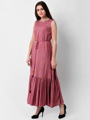 ruffled hem embroidered maxi dress - 16128768 - Standard Image - 2