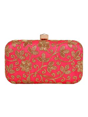 pink metal box clutch - 16128901 - Standard Image - 2