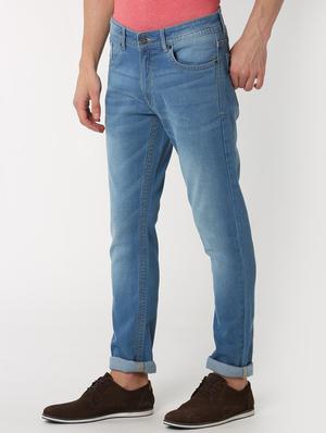 blue cotton blend light washed jeans - 16129027 - Standard Image - 2