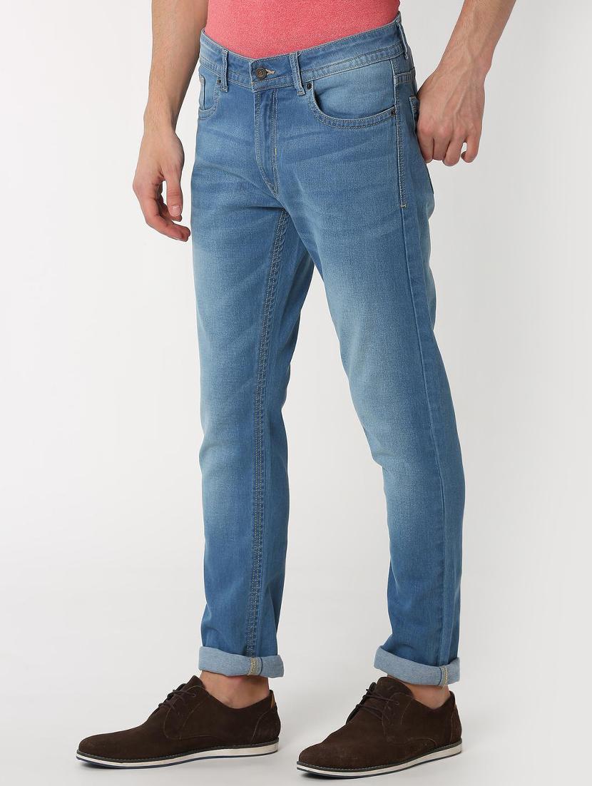 blue cotton blend light washed jeans - 16129027 - Zoom Image - 2