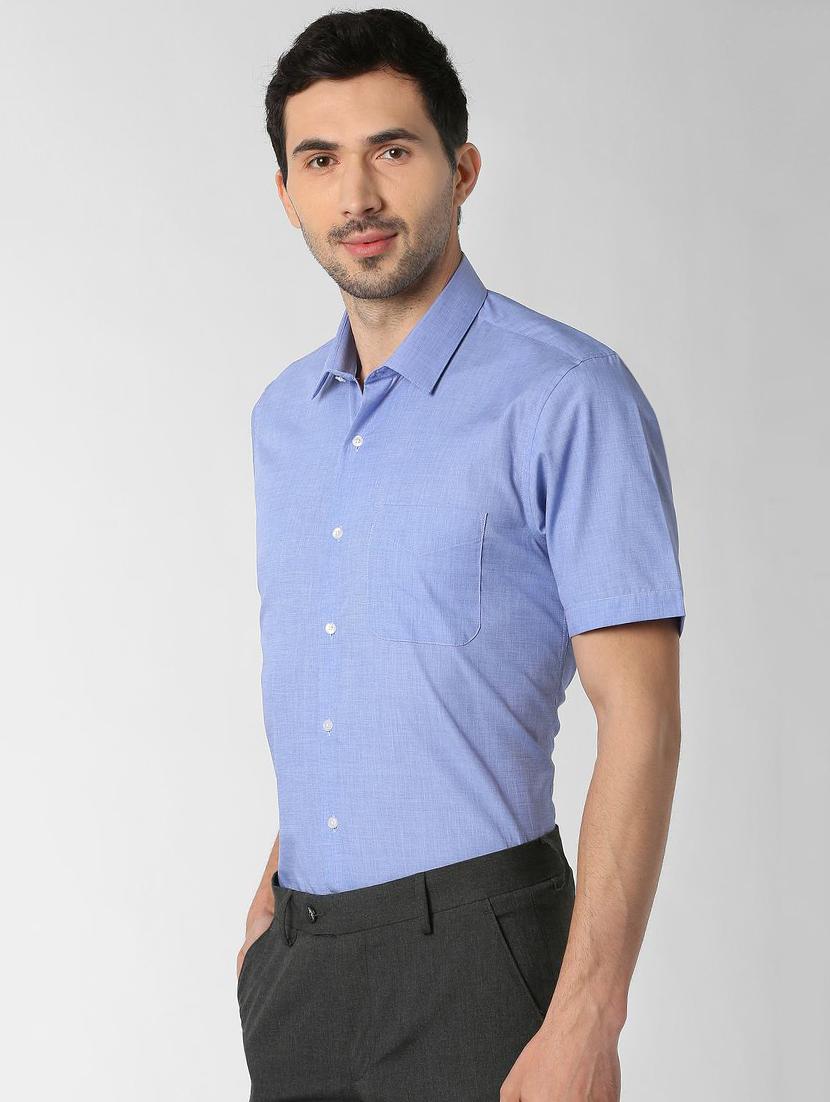 blue solid formal shirt - 16129089 - Zoom Image - 2