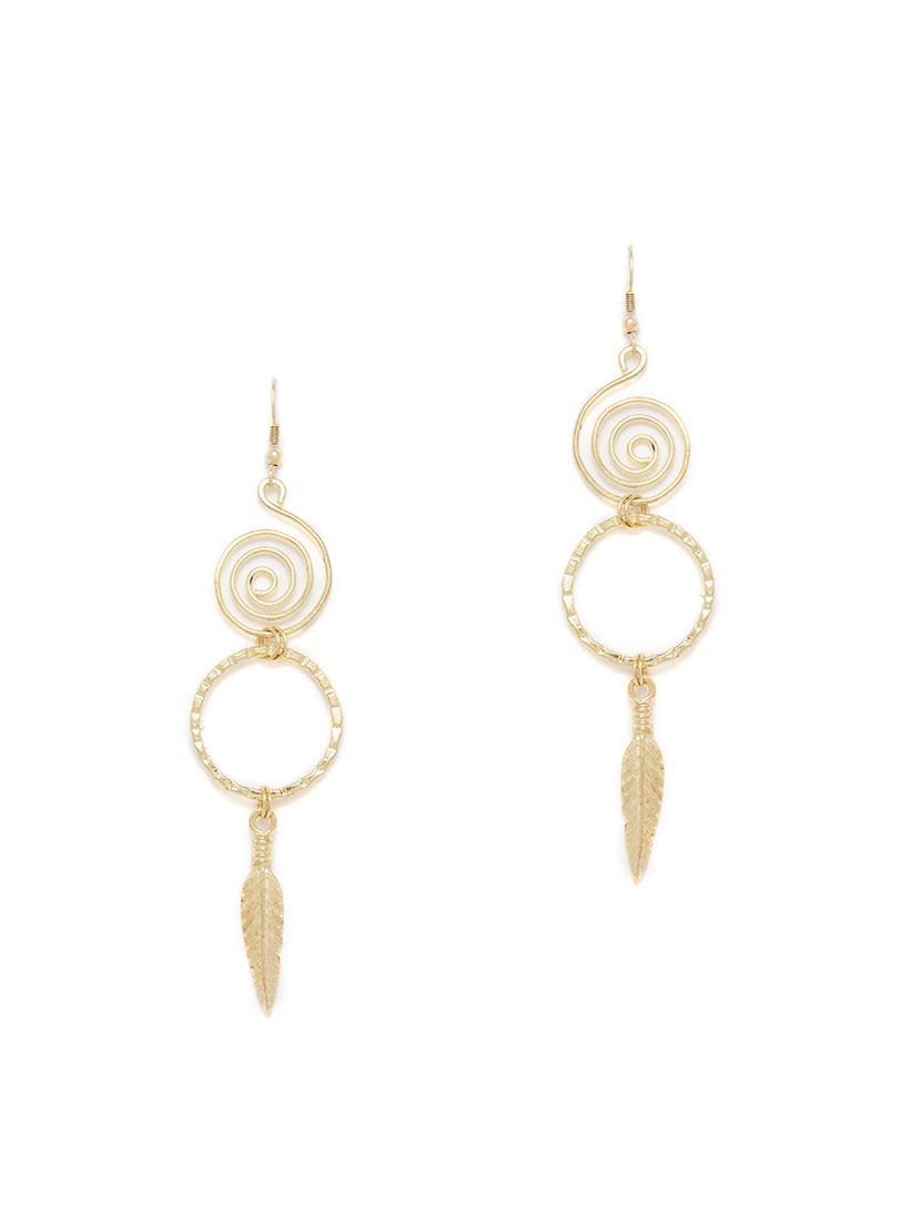 gold metal drop earring - 16129218 - Zoom Image - 2