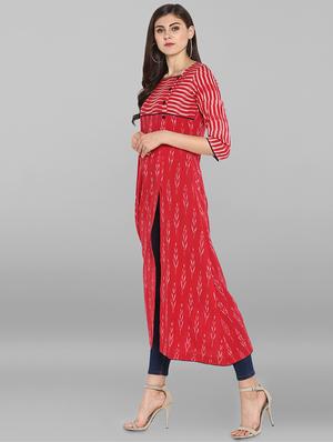 Ikat slit a-line kurta - 16129587 - Standard Image - 2
