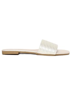 silver pu slip on sandals - 16129836 - Standard Image - 2
