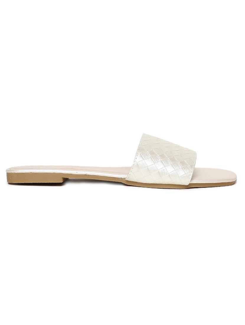 silver pu slip on sandals - 16129836 - Zoom Image - 2
