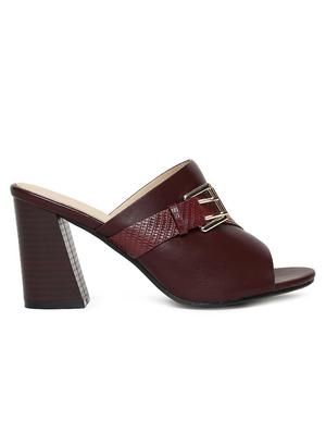 maroon pu mules sandals - 16129904 - Standard Image - 2
