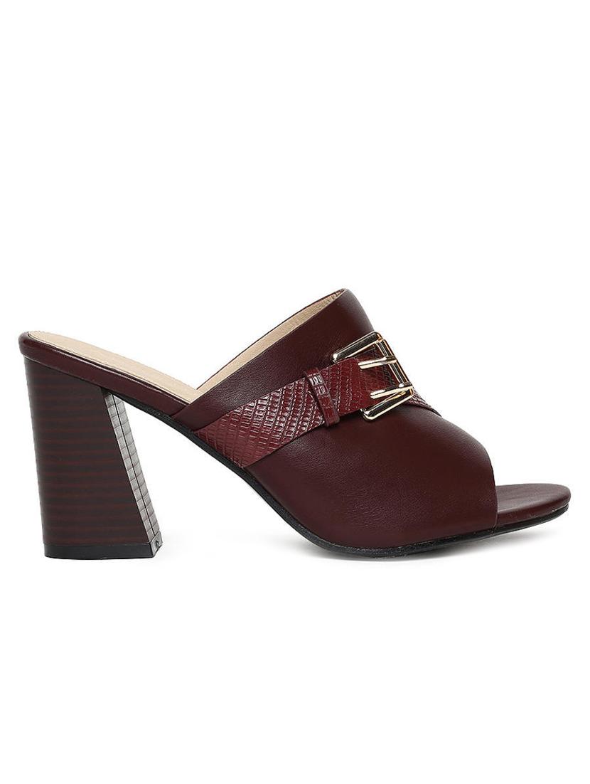 maroon pu mules sandals - 16129904 - Zoom Image - 2